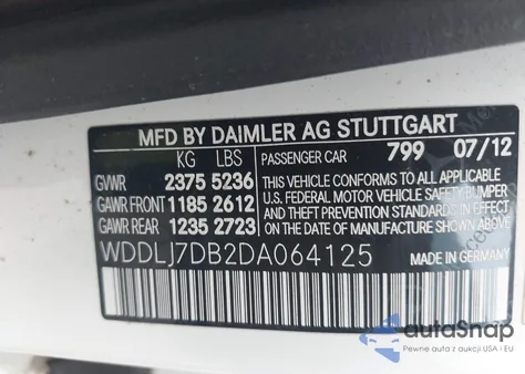 2013 Mercedes-Benz Cls 550 z USA, uszkodzony, nr VIN WDDLJ7DB2DA064125